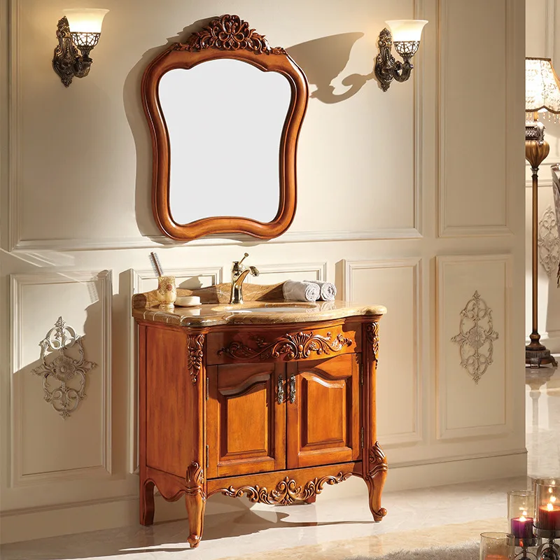 American bathroom vanity solid wood mirror cabinet washstand combination set floor cabinet oak cabinet