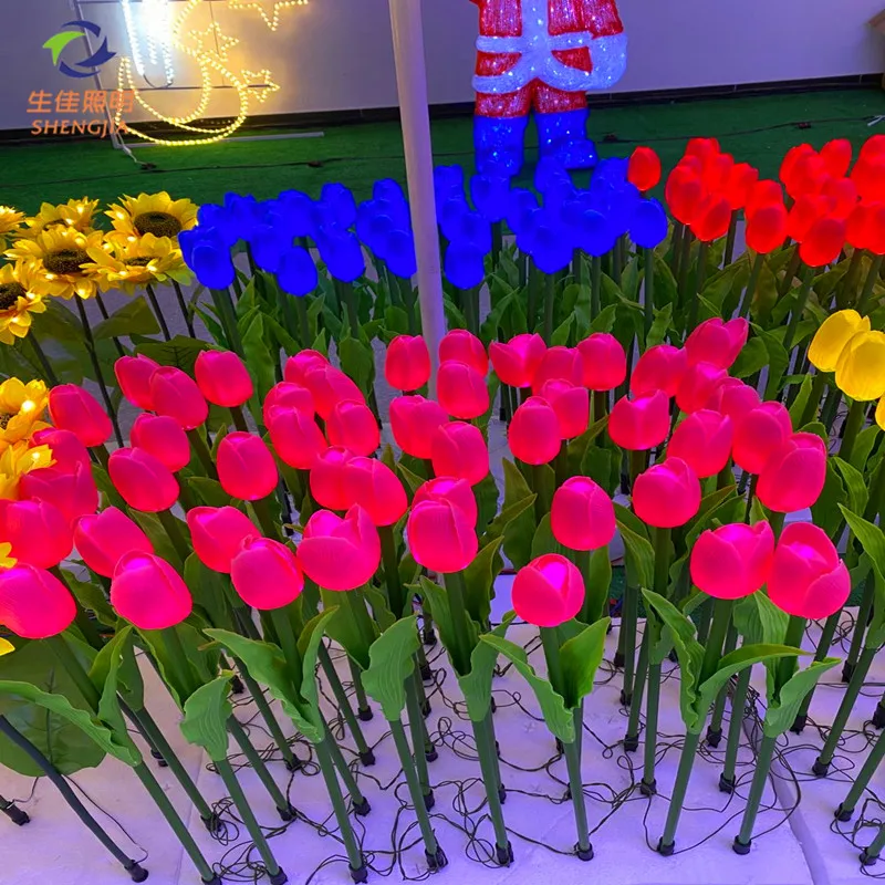 Outdoor Led Artificial Tulip Flower Light For New Year Garden Led