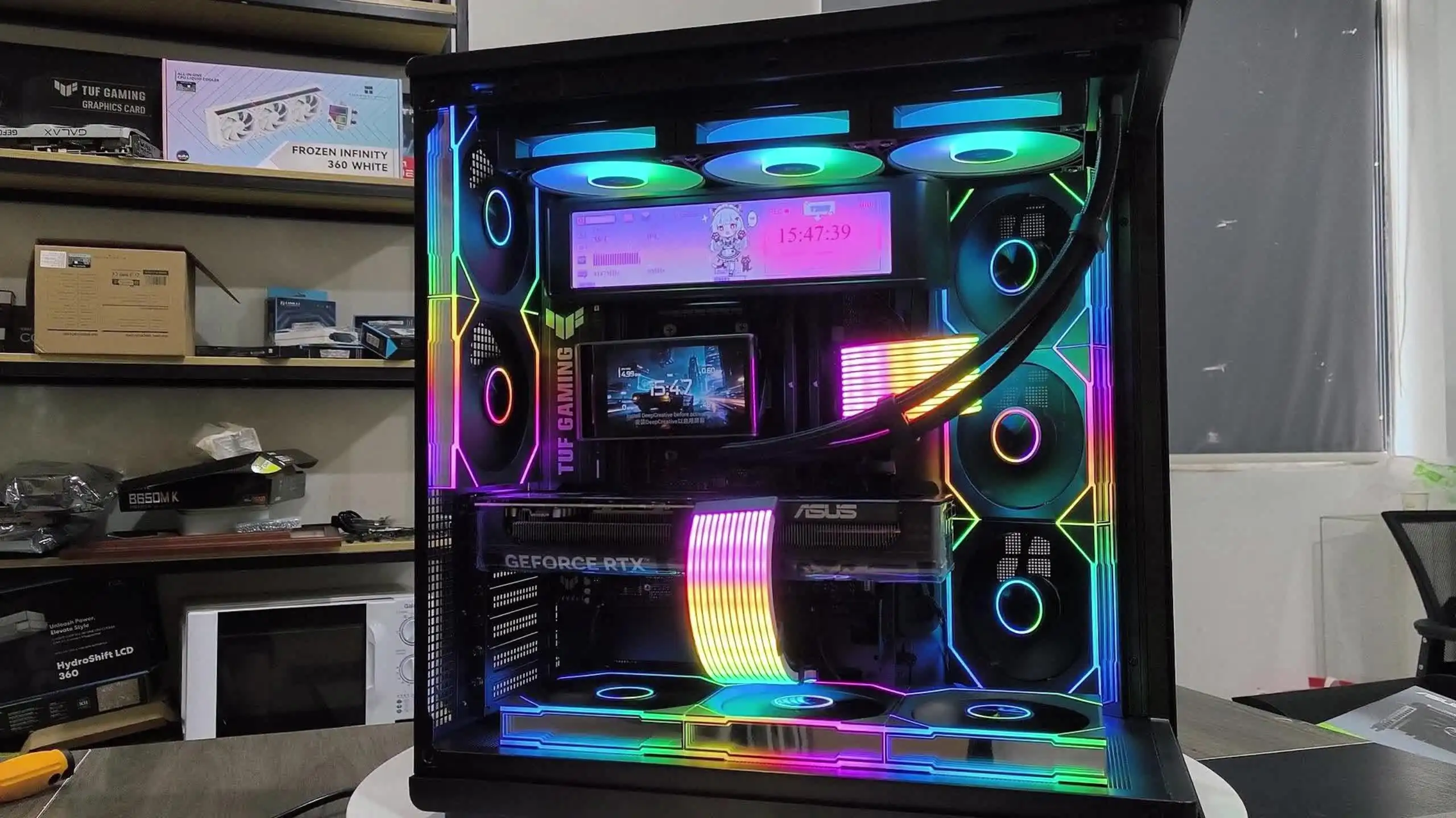 aigo starry chen 曲名ピラーレス ATXケース ディスプレイ付き Aigo Starry Chen ATX Mid-Tower Gaming PC Case with Curved Glass