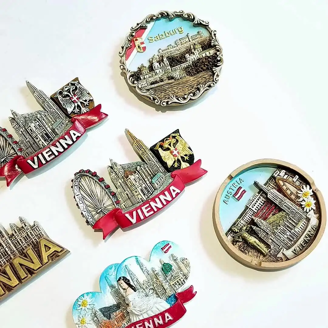 Wedare Austria Vienna 3D Frigorifero Magnete Souvenir turistici Magneti Adesivi in Resina Magnete Frigorifero Decorazione per la casa e la Cucina dalla Cina