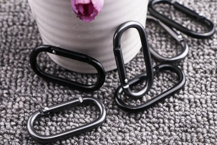 5cm Black and Gunblack Matte Grey  Oval Shape Carabiner