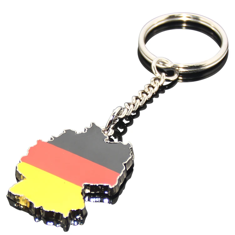 Allemagne Drapeau National Couleurs Qualité Cuir et Chrome Porte Clé 