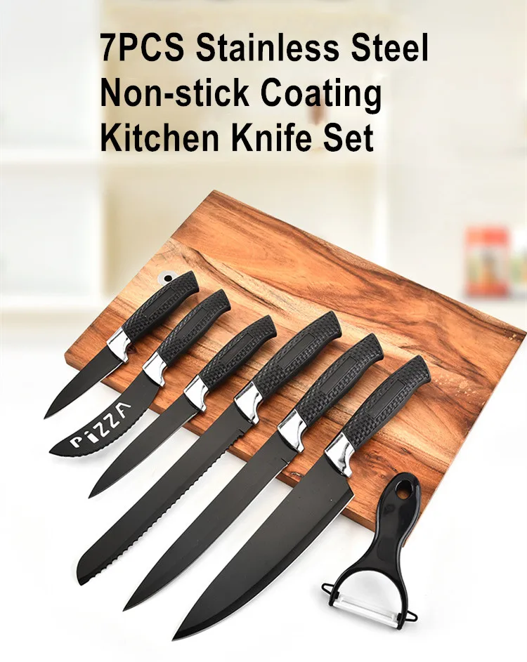 Hot Selling Non-stick Coating 7pcs Sharp Knife Set Stainless Steel Kitchen Knife  Set Handle With Gift Box - Buy Hot Selling Non-stick Coating 7pcs Sharp Knife  Set Stainless Steel Kitchen Knife Set