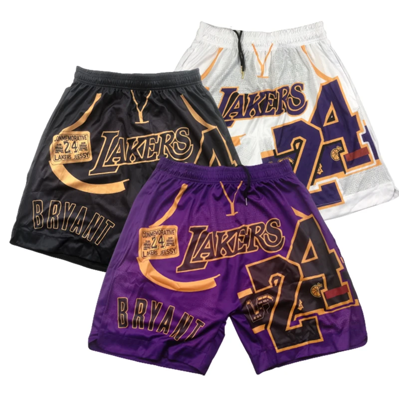 

Wholesale Top Quality Digital Printing Mesh Laker s Mens Kobe Bryant 24 Casual Outdoors Sports Basketball Shorts Wear