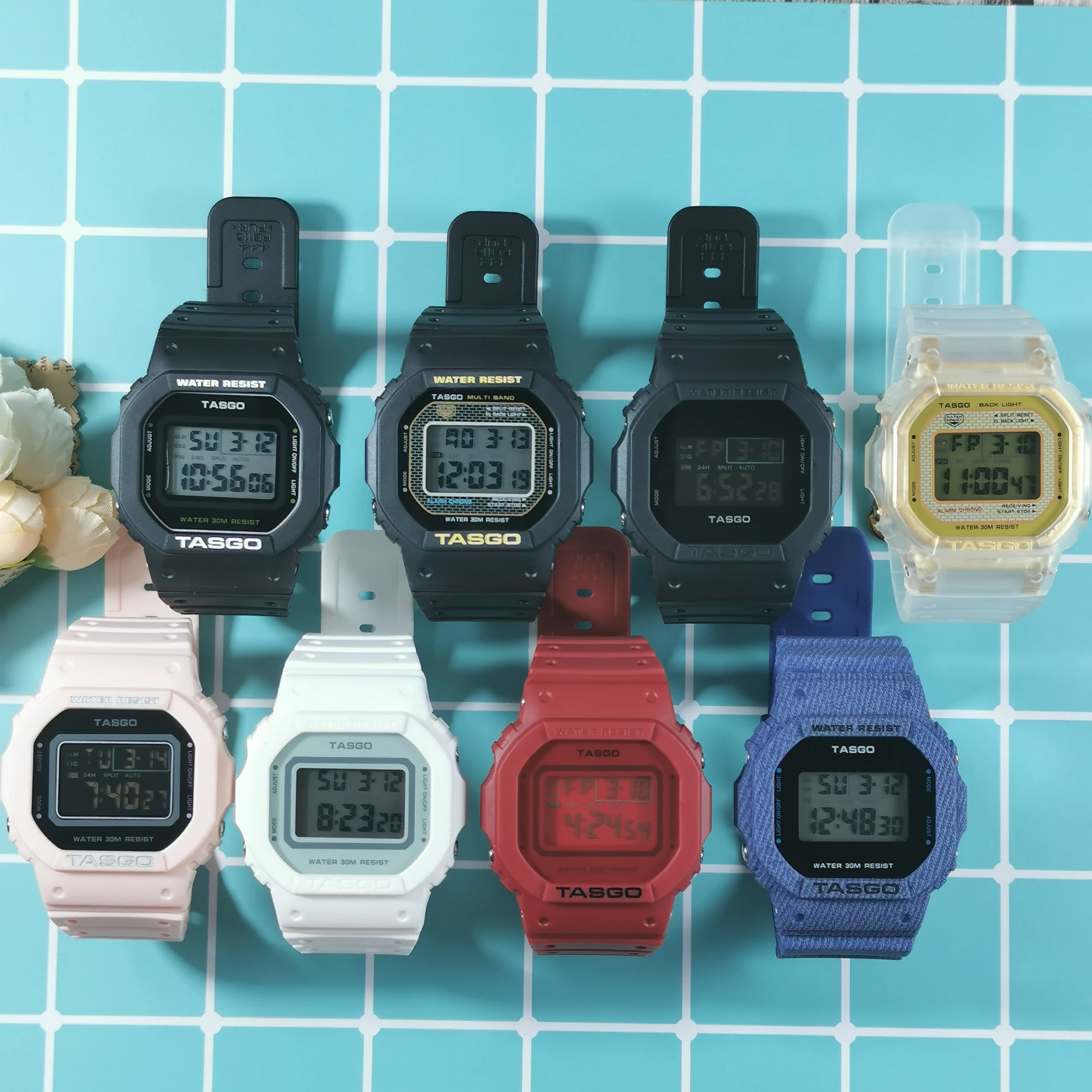 caboren 2020 tasgo新产品t110观看女学生韩版简约运动防水方形电子表