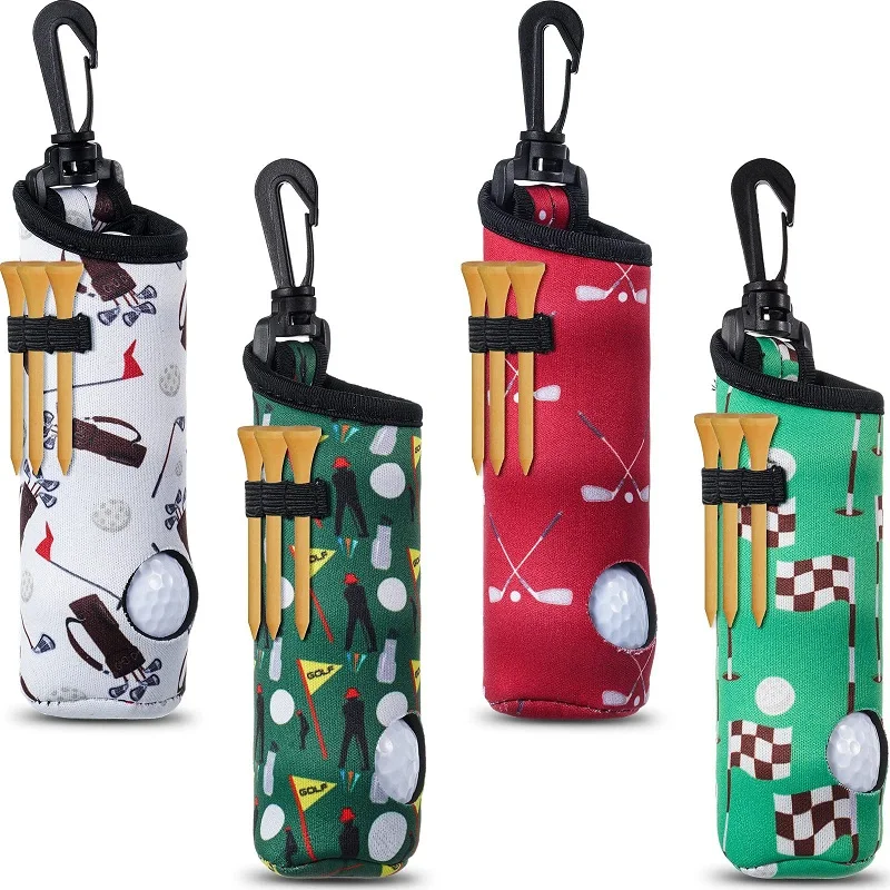 Custom Logo Print 3 Golf Ball Tee Holder Carrier Pouch Neoprene Golf