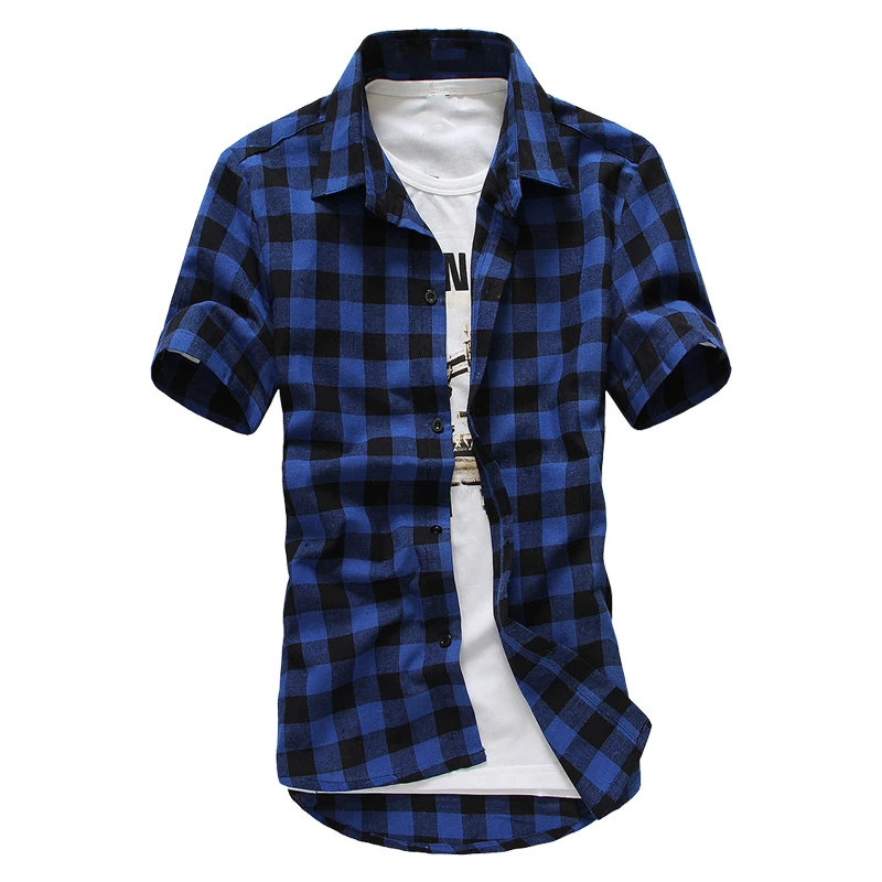 camisa a cuadros azul