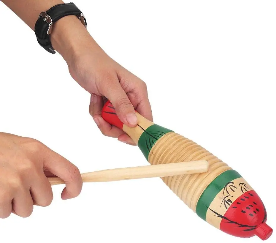 Gelsonlab Hsg04 Wood Guiro Percussion Fishshaped Colorful Gurio
