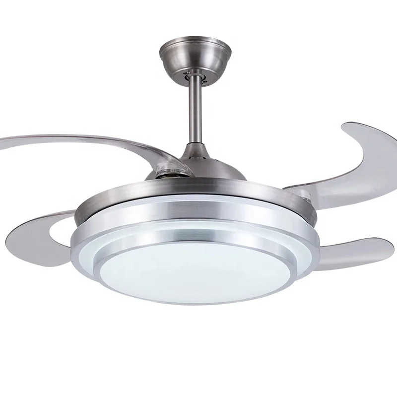 
Luxury Retractable Chandelier Crystal Ceiling Fan With Light 