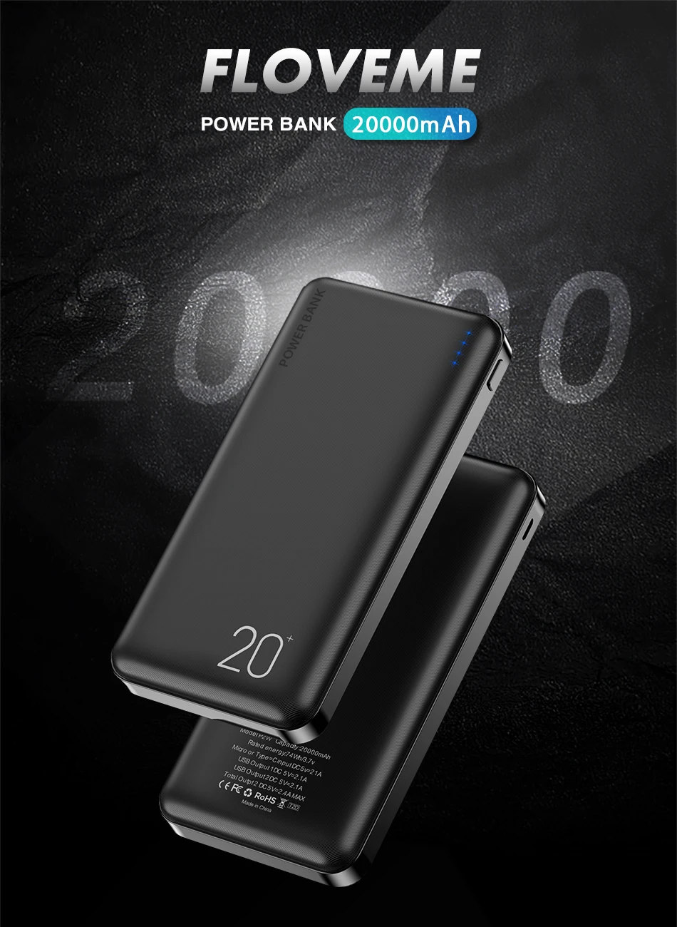 FLOVEME 2 usb Portable Phone Charger Powerbank 20000mah Mobile Power Bank - ANKUX.COM