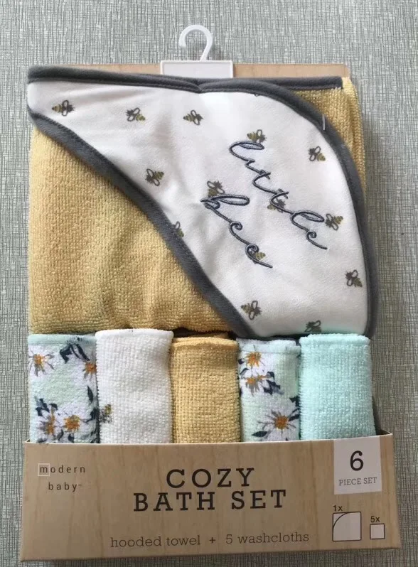 Soft Fabric Infant Newborn Bath Towel Kids Baby Hooded Towel Washcloth