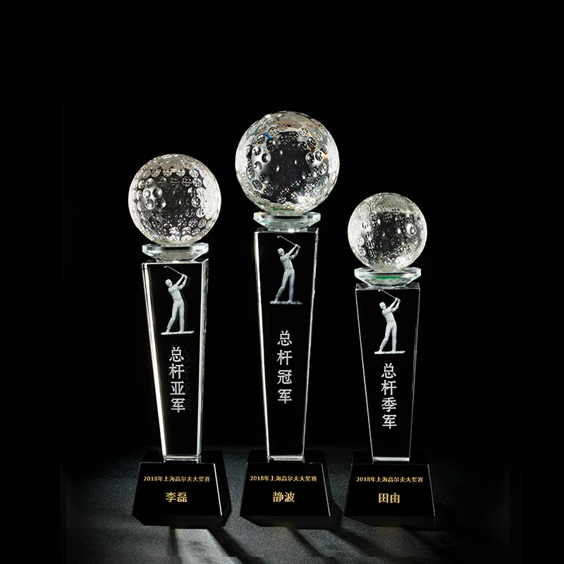 Small Bridge Crystal Custom Badminton Baseball Soccer Golf Trophies League Trophies Glass Crystal Awards Sports Souvenir crafts supplier