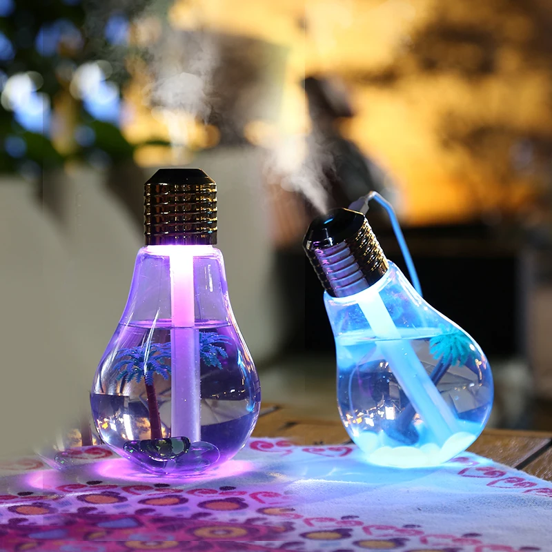 400 ML Light Bulb Decoration Cool Mist Ultrasonic Humidifier With Colorful Light for Room