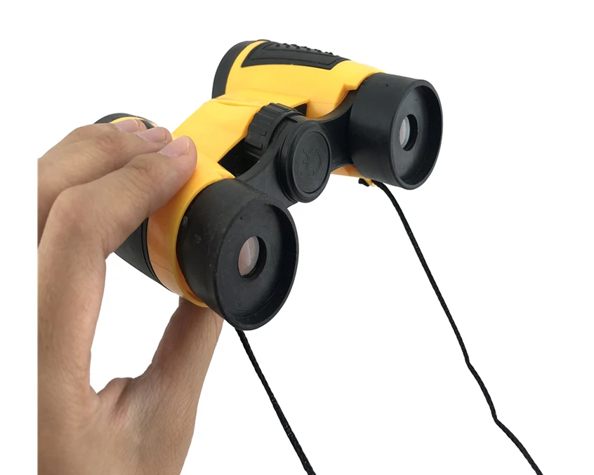 Wholesale hot selling scientific yellow plastic mini telescope model toy binoculars for kid