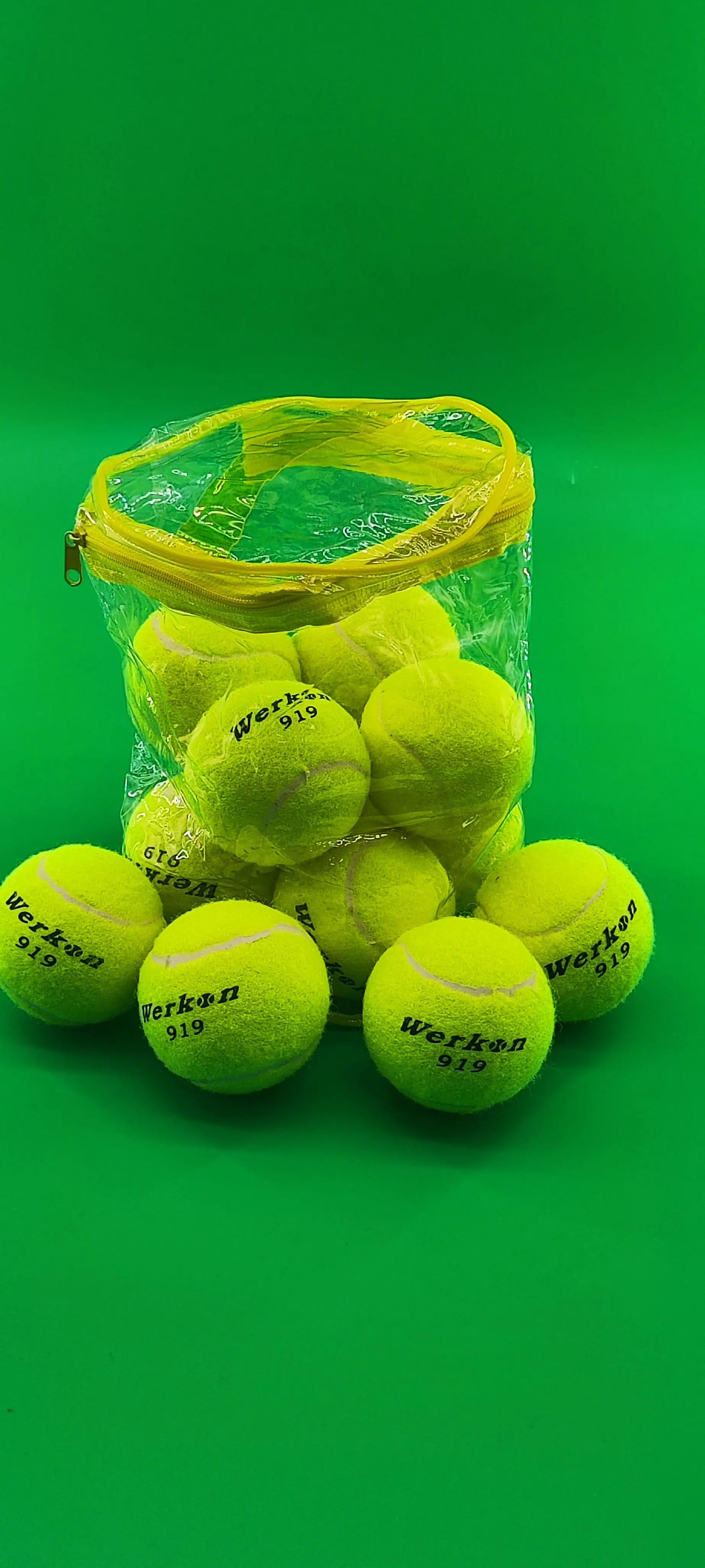 Tennis 919 12 Sports Training Balls for Badminton and Tennis Printed Logo Wear Resistant Cost-effective Plastic Bag Packaging