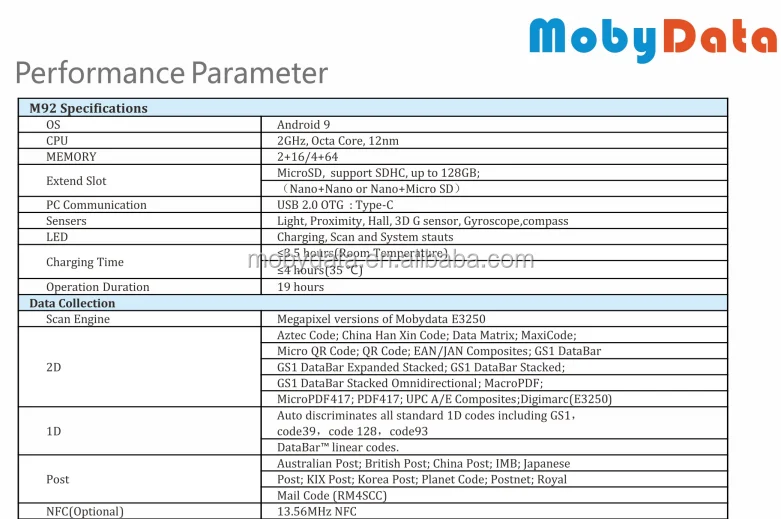 6.19英寸MobyData Android 9手持便携式全触摸数据收集器PDA