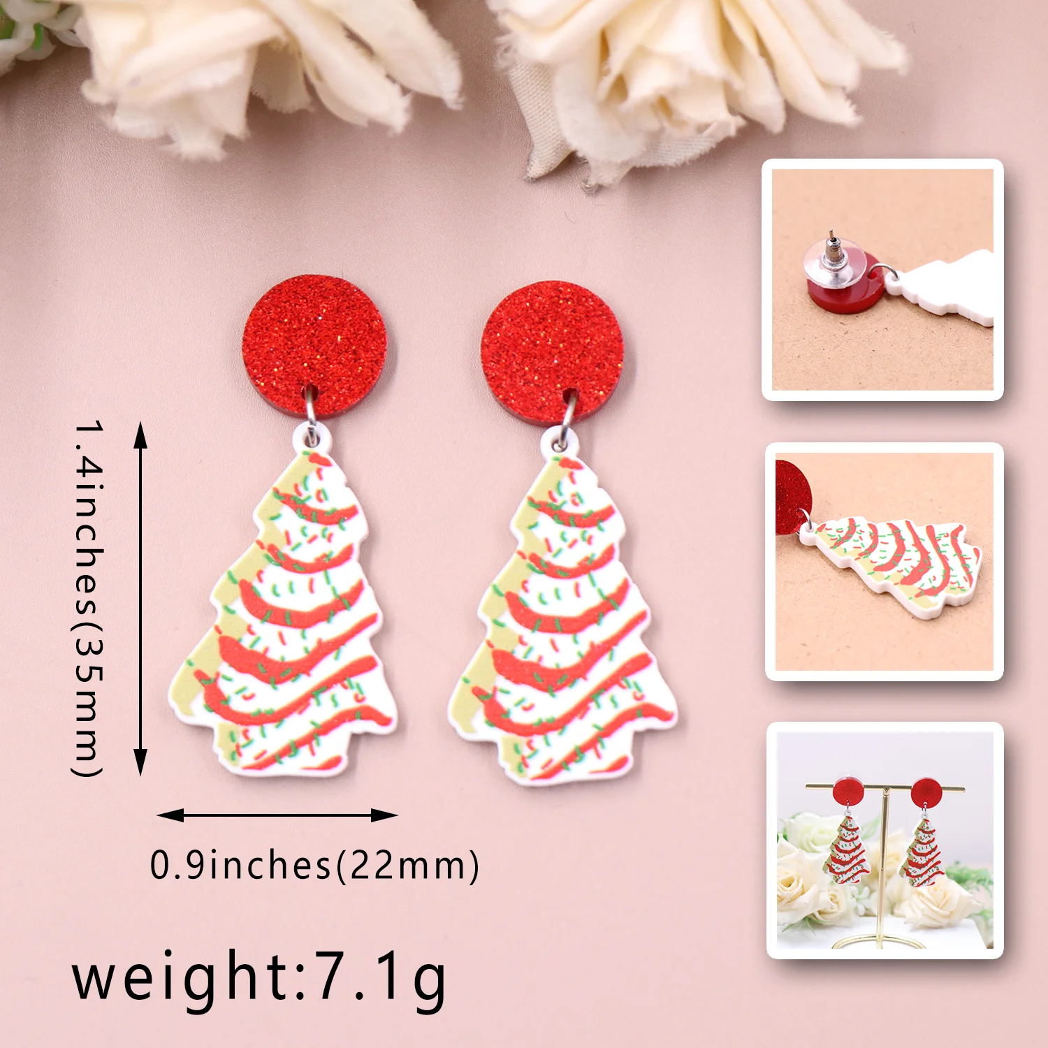 ERS744ER1584 1pair New product CN Drop Christmas Tree Cakes cute Acrylic earrings Jewelry for women details