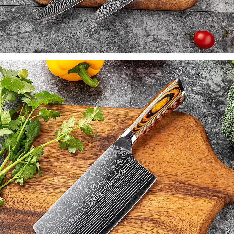 Wooden Handle Kitchen Knife Set 3 Piece Including Chef Knife,Butcher