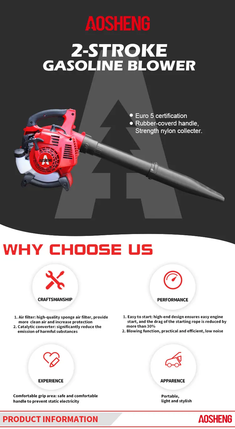 AOSHENG Low noise garden tool blower machine portable leaf blower