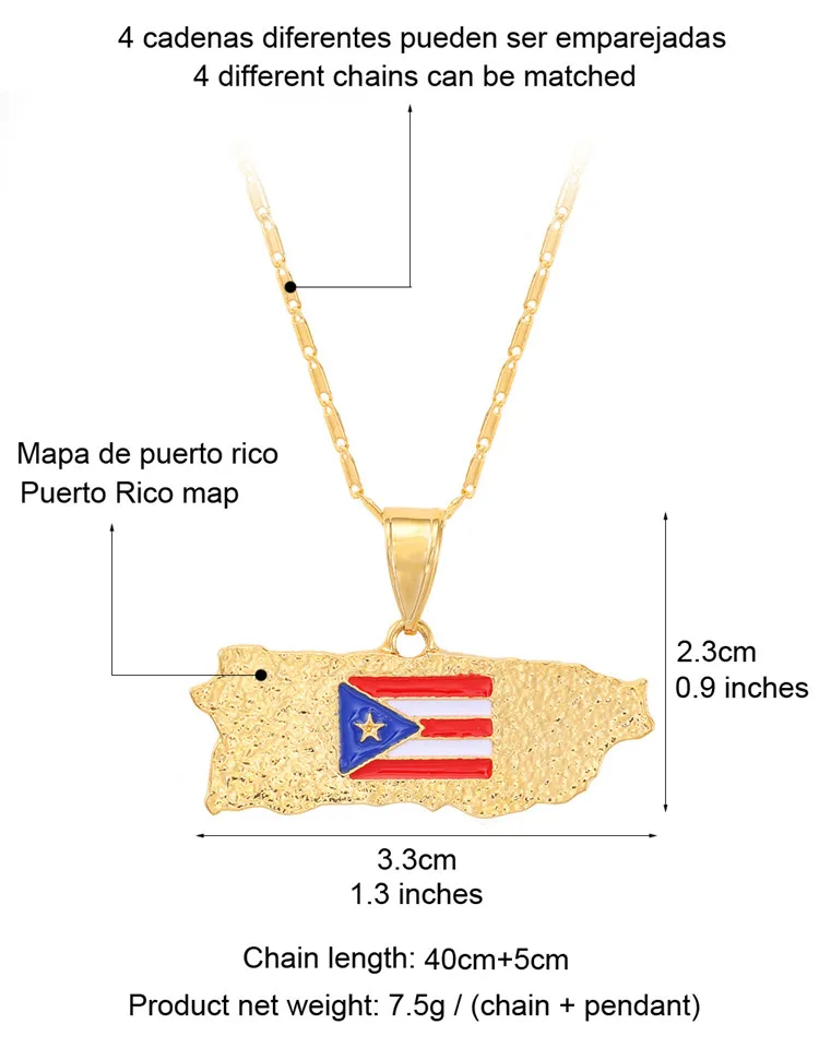 Wholesale Different Chain Custom Country Puerto Rico Map Flag Pendant Necklace Buy Flag Pendant Necklace Map Pendant Necklace Custom Map Necklace Product On Alibaba Com