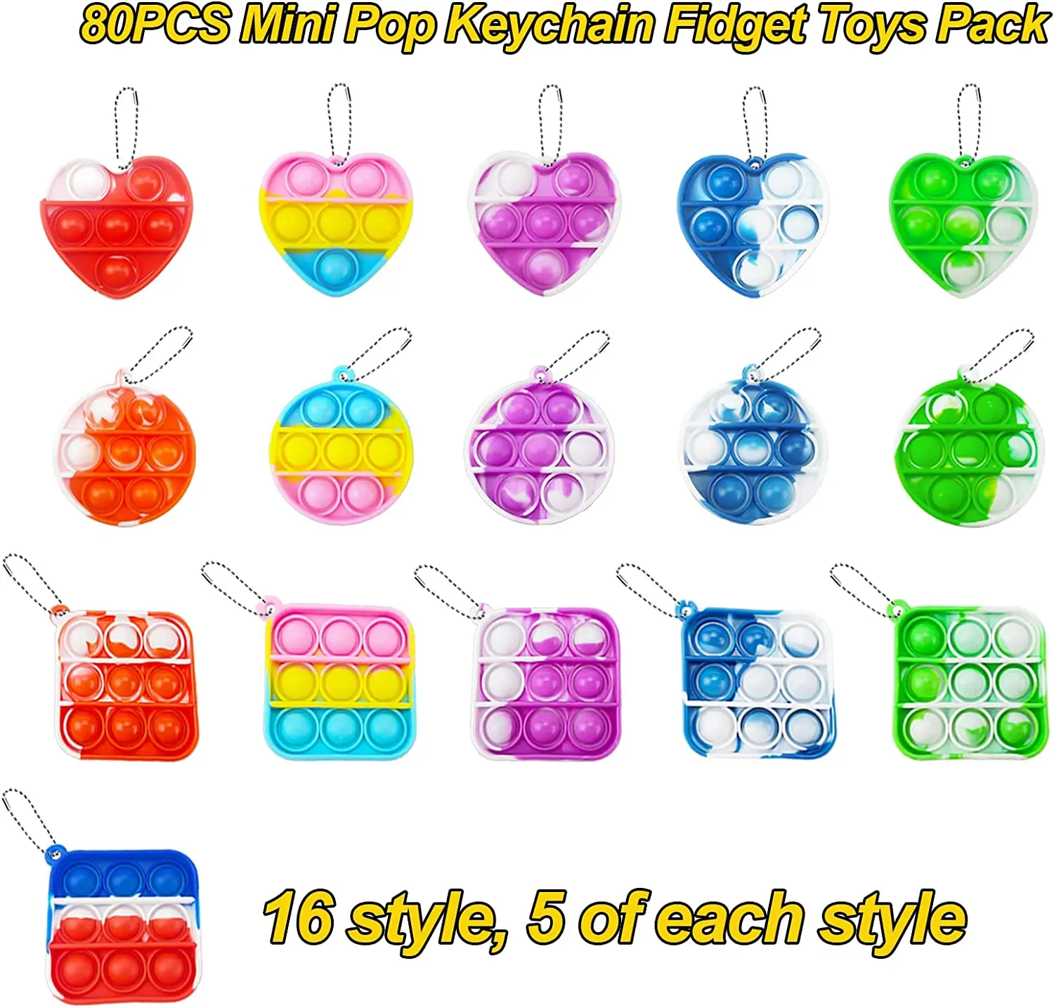 2023 Mini Fidget Toys Keychain Autism Pop Bubble Fidget Keychain ...