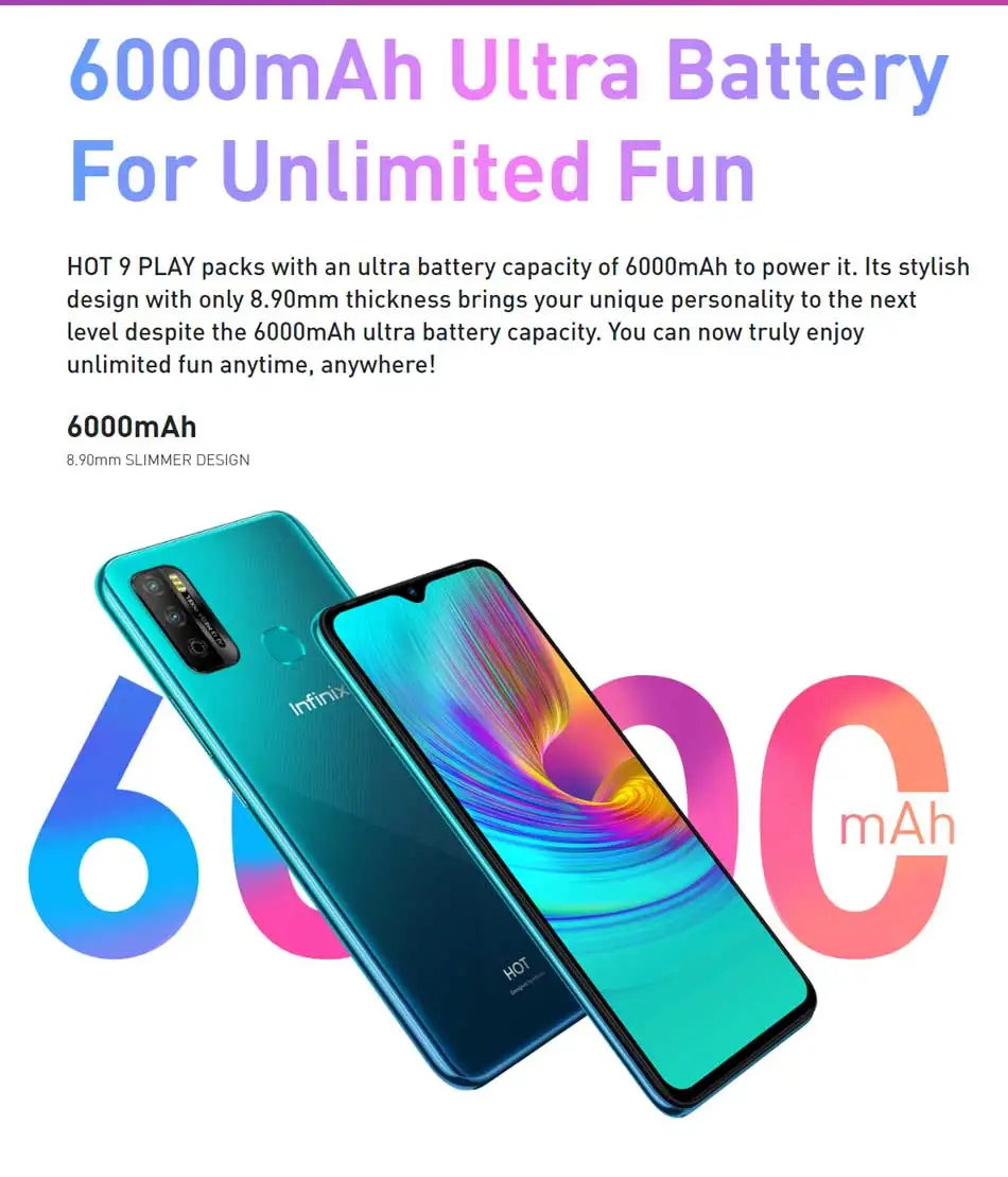 グローバルバージョンinfinixホット9プレイ4g lte新しい携帯電話6.82