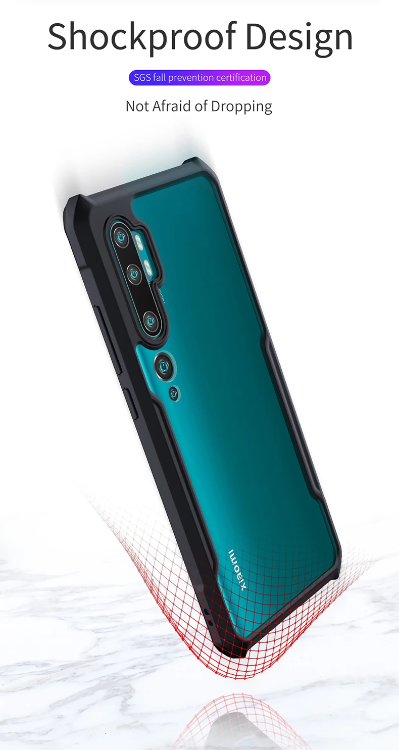 tpu透明亚克力防震手机壳小米mi note 10 pro note 9s pro max poco