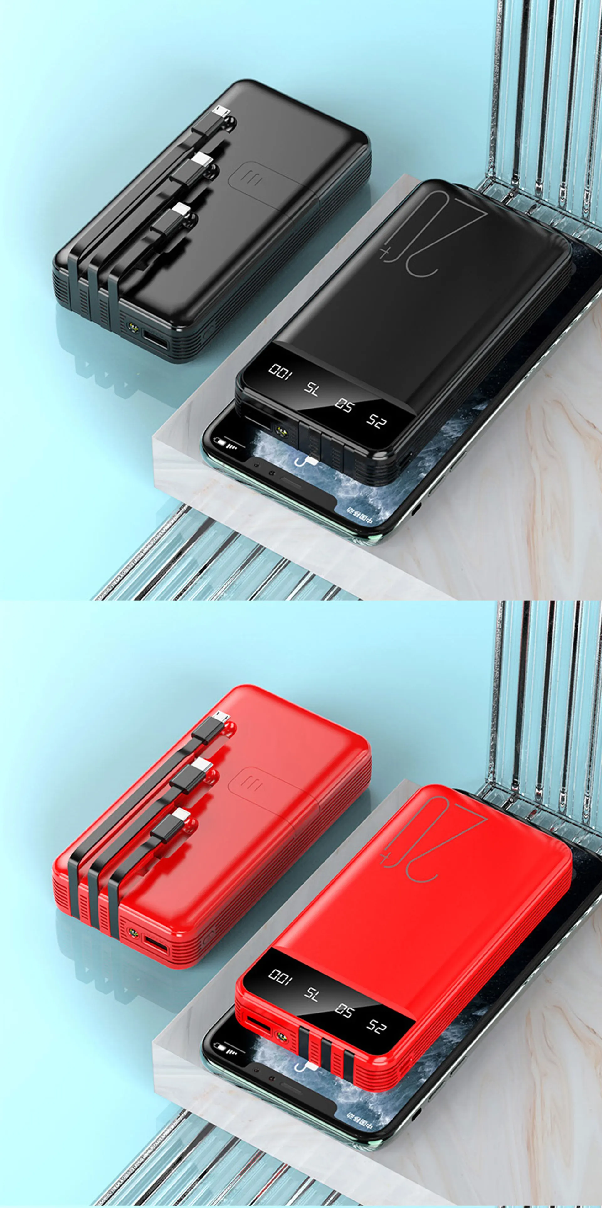 2020 New Factory hot sale fast charging power bank 20000mah emergency powerbank Type-C power banks backup with phone holder - ANKUX.COM