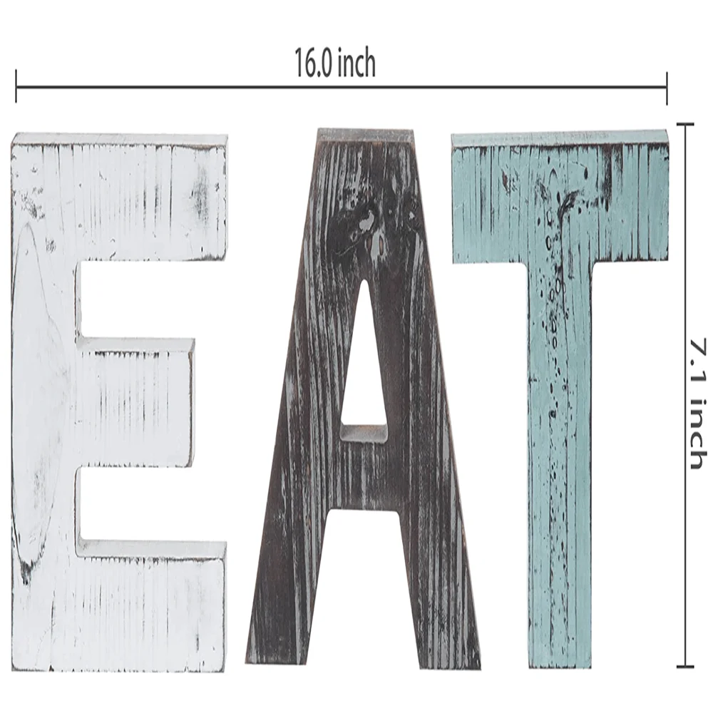 Rustic multicolor cutout EAT letters decor custom design hot selling wooden letter christmas decorations
