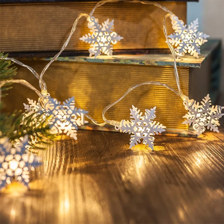 Newish home decoration christmas holiday Metal Silver Snowflake Pendant snowflake shape warm white led Fairy Chain string light