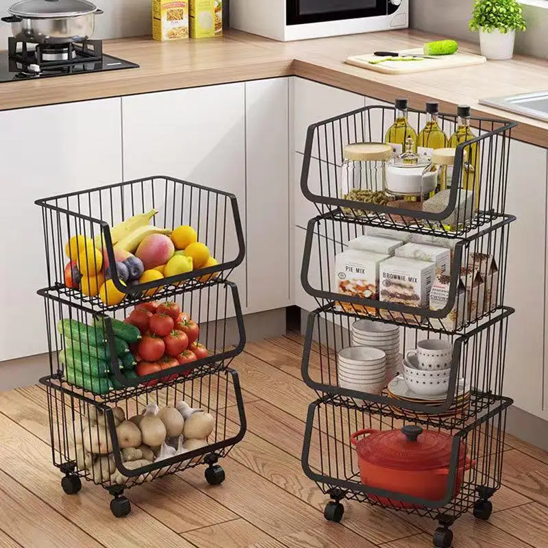 Standing Type Stackable Metal Wire Fruit Vegetable Food Storage Bin ...