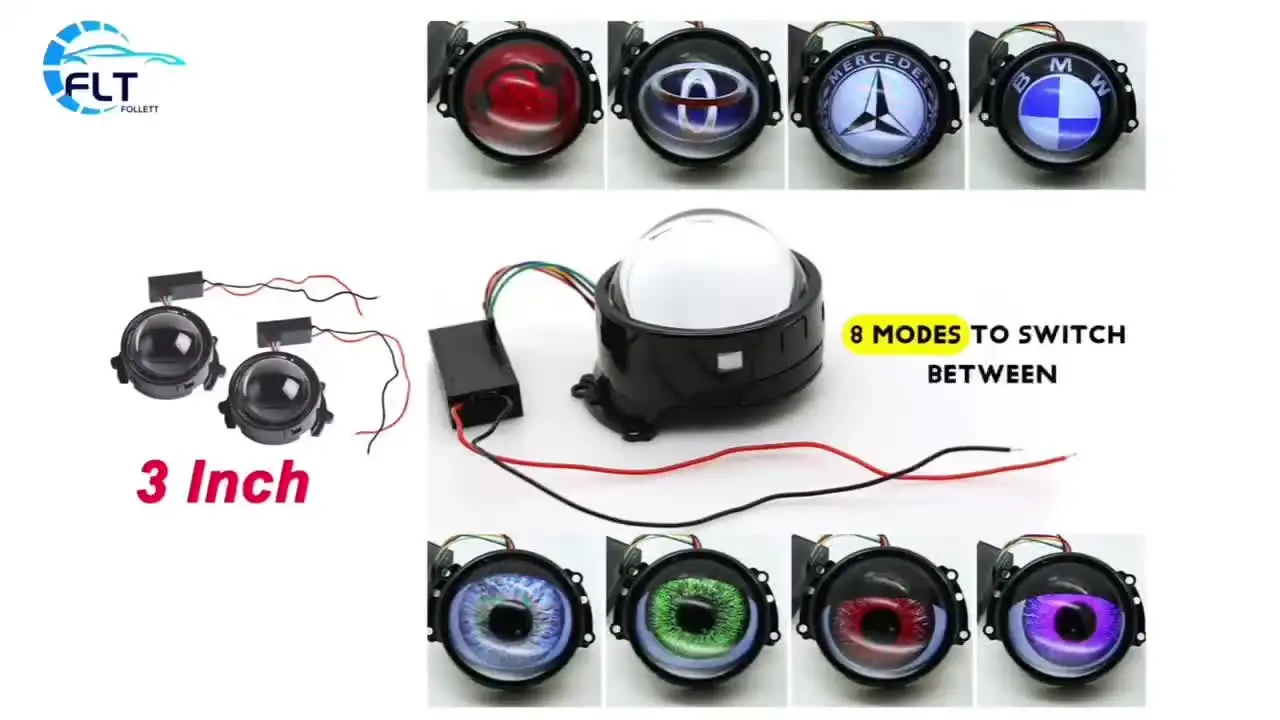 1 Ensemble LED RGB APP Bluetooth Diable Démon Yeux Halo Anneaux Pour Voiture Moto 2.5 3.0 Pouces Projecteur Lentille Rénovation Angel Eyes 12V