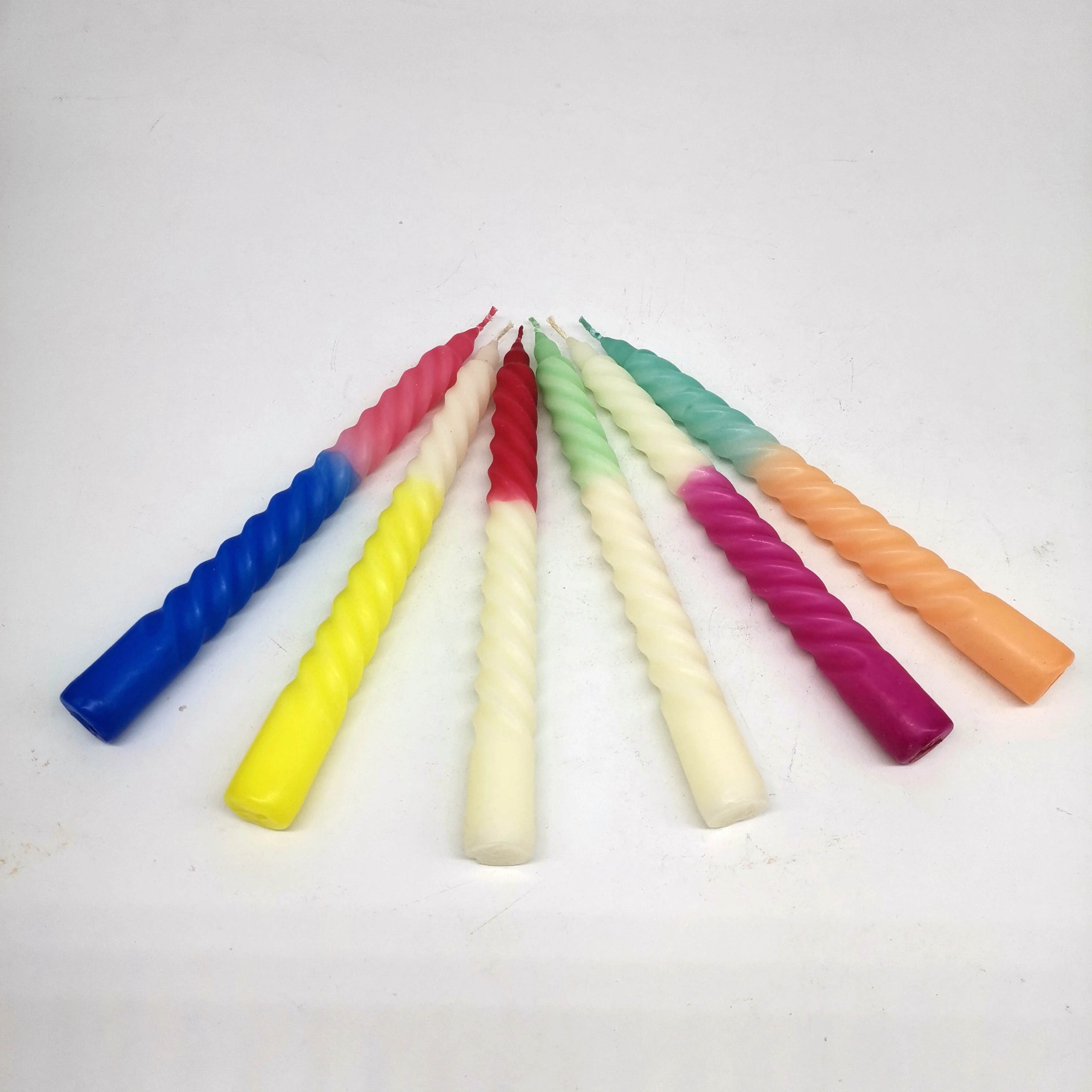 Multi Color Taper Candles Two Tone Twisted Candles Home Decor Taper
