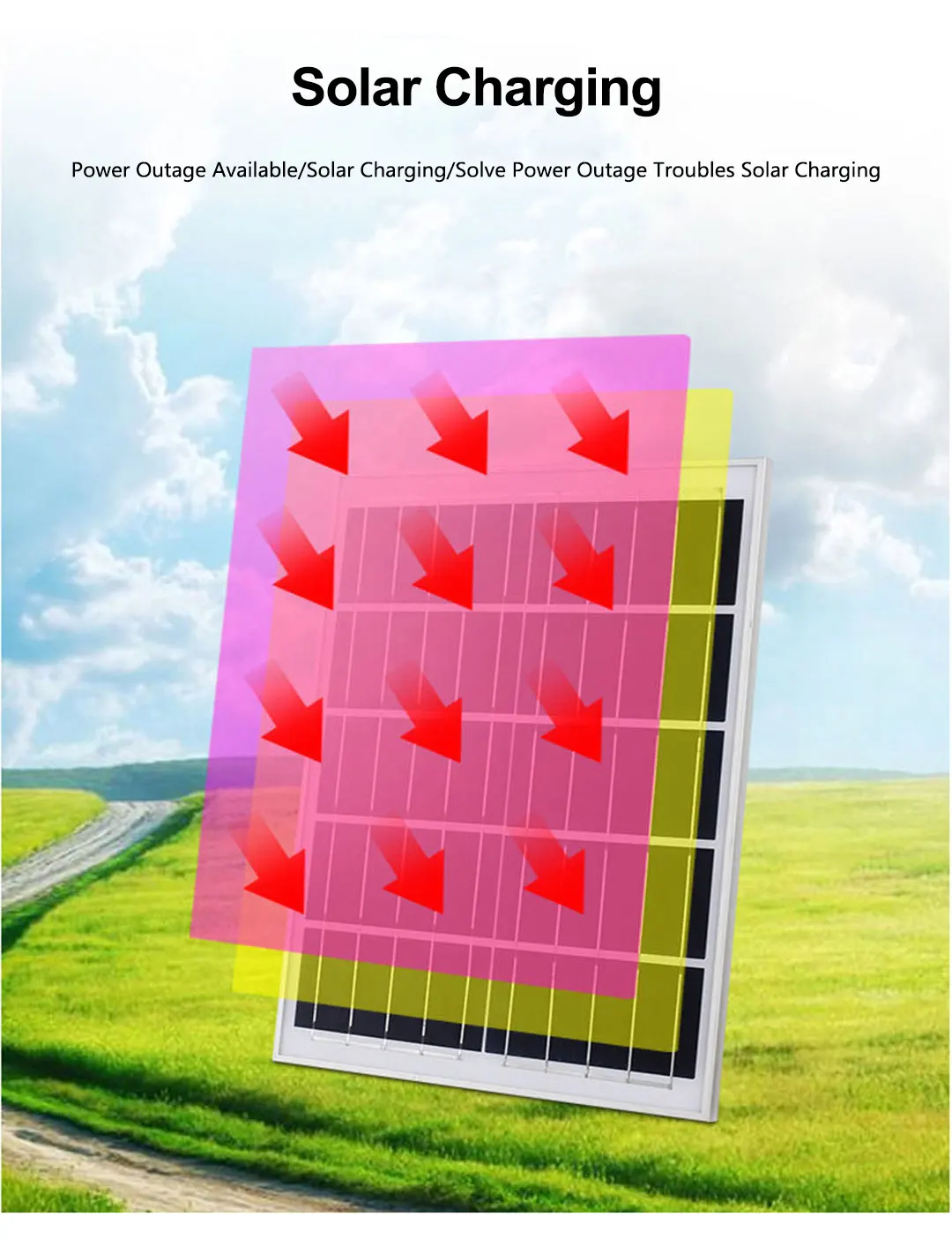 Rechargeable Standing Solar Fan, Portable, 7.4V - detail 6