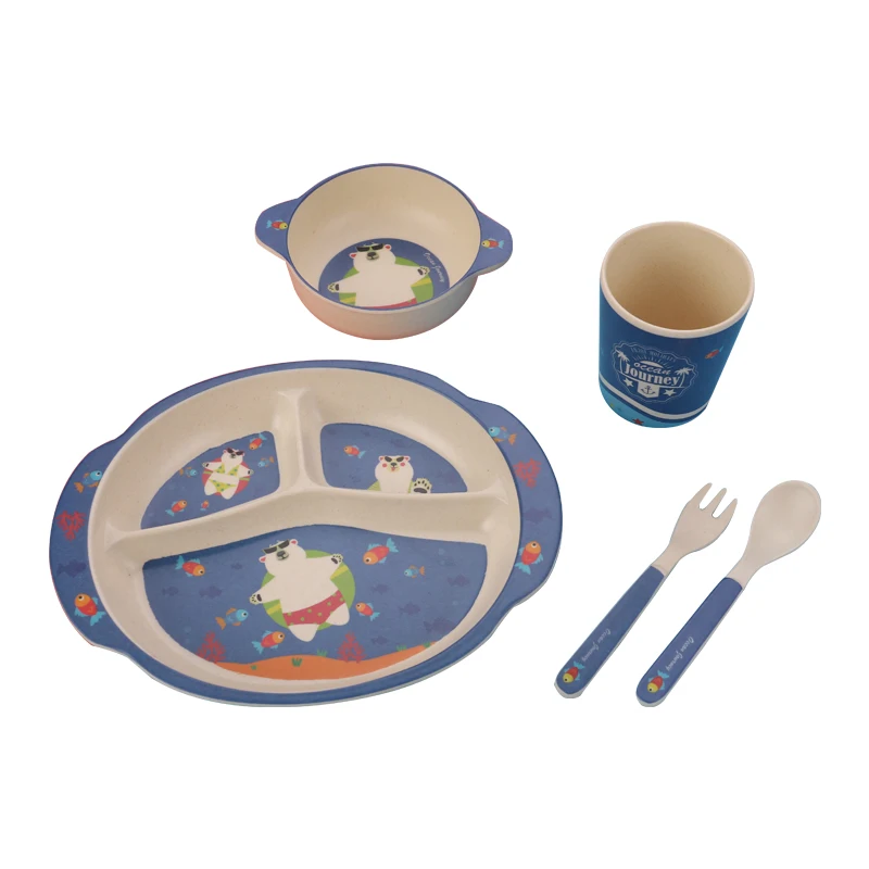 natual living tableware bamboo fiber baby dinnerware set