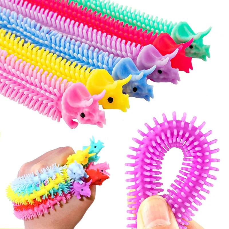 20cm Stretchy Strings Fidget Toy Colorful Stretch Sensory Worm Toys ...