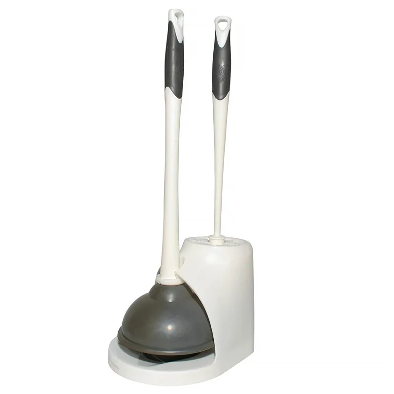 Toilet Plunger And Brush Combo,Brush & Plunger,White 2 Piece,With Base