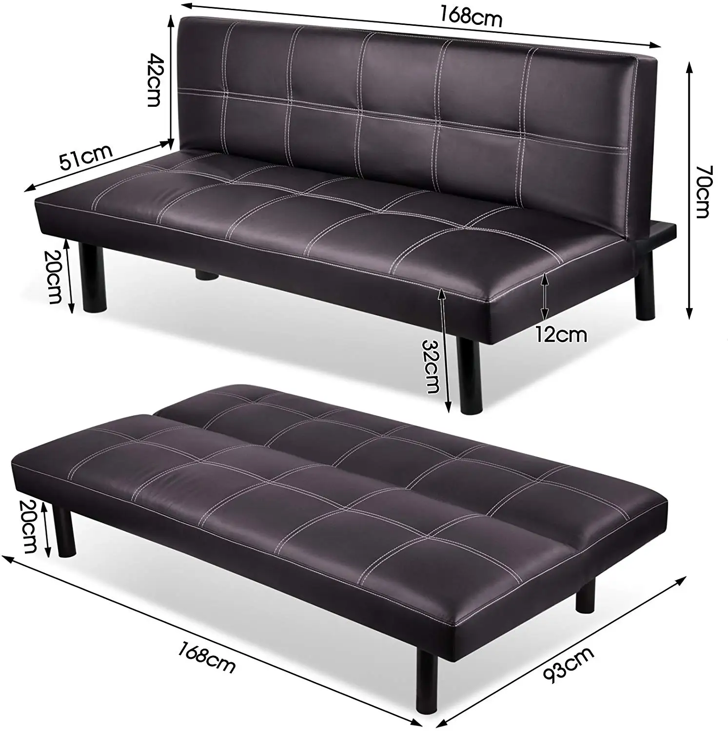 Simple Design Living Room Sofa Cheap Leather Sofa bed Furniture White Color SFB-112