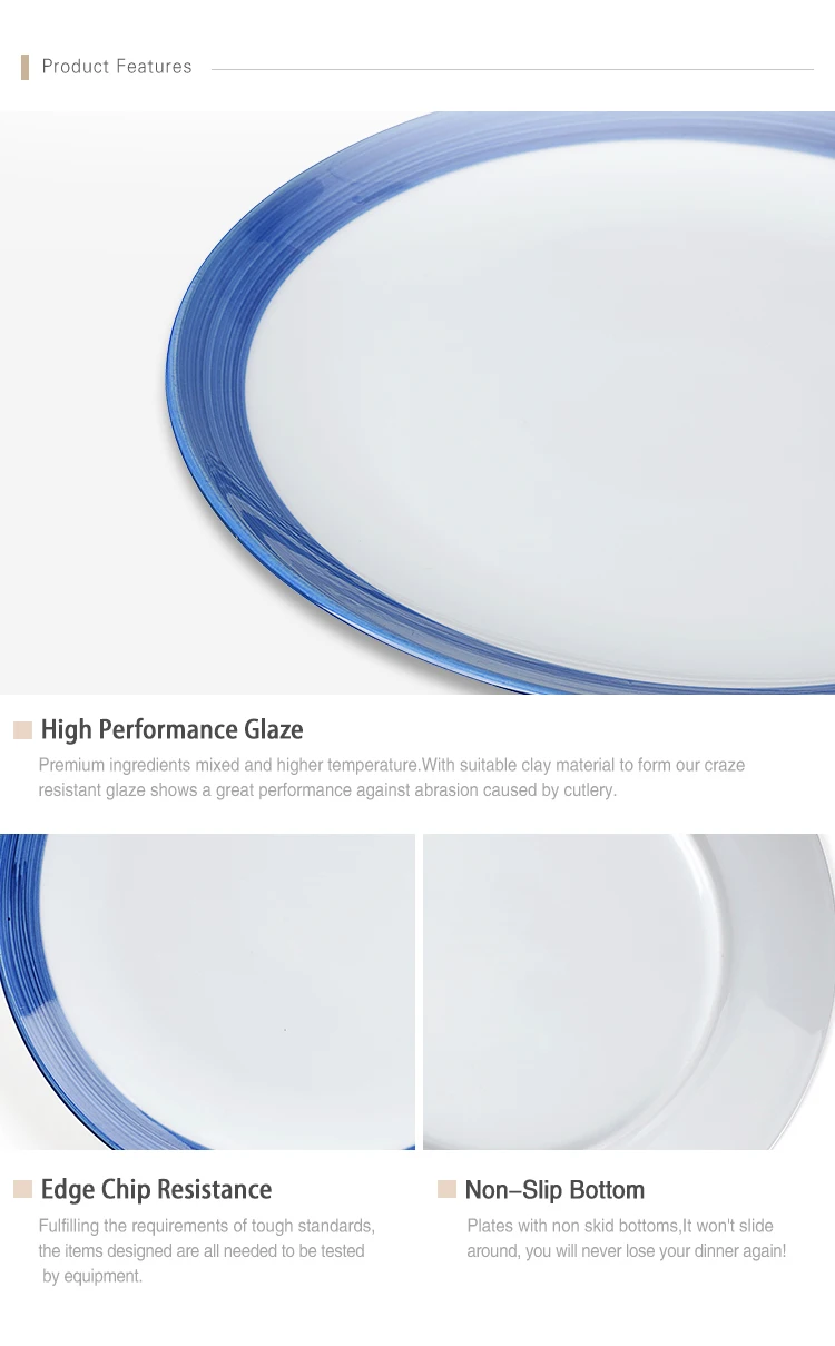 Luxury Catering Saudia Arabia Restaurant New Kitchenware Housewares Dishes Set Dinnerware Wide Rim Blue Plate*