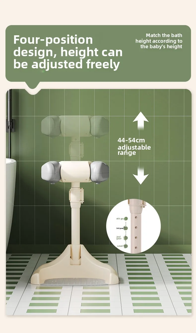 Adjustable Large Baby Bath Stand Soft Waterproof Bathing Aid for Infants and Toddlers Foldable Bath Tub Shower Chair