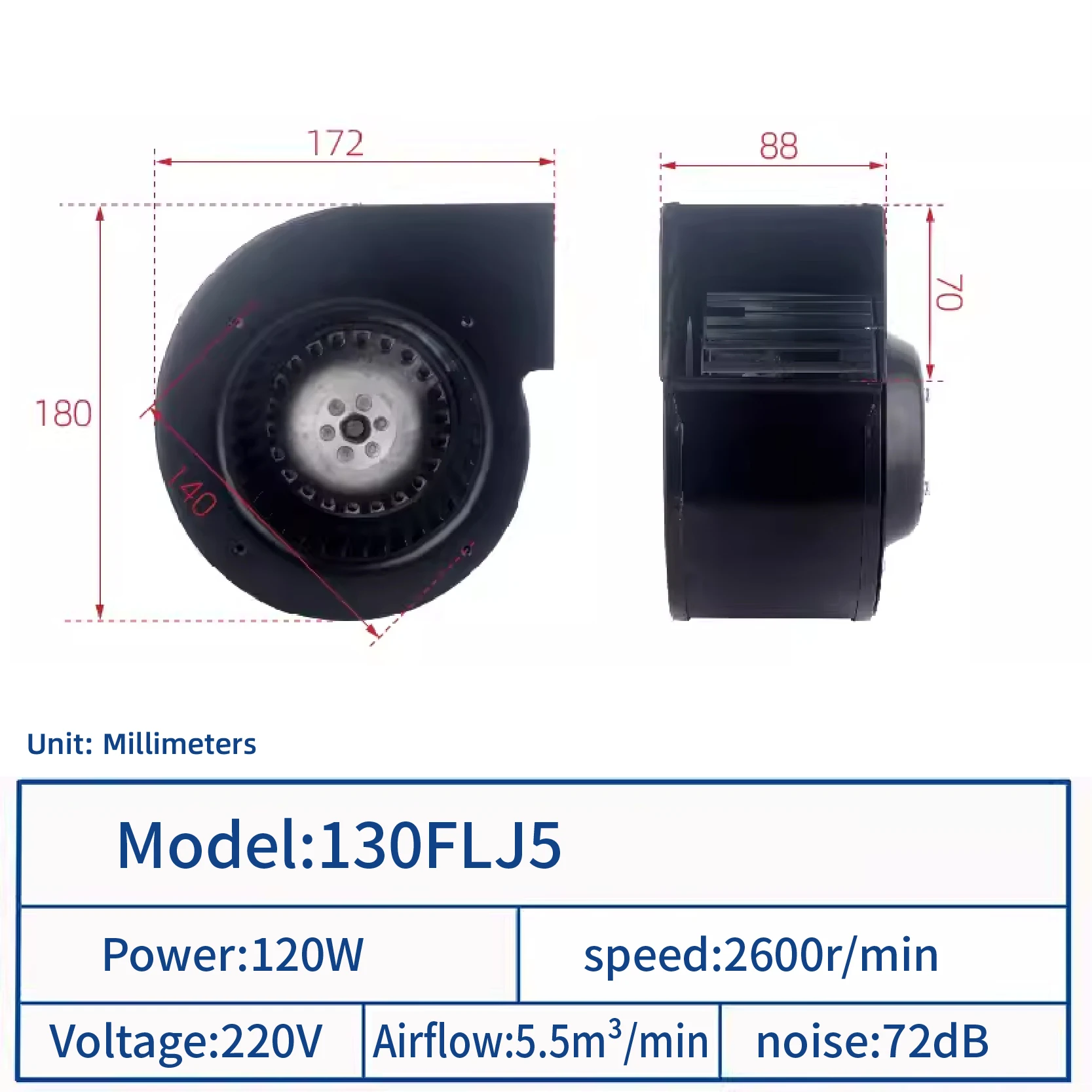 Centrifugal Blower, JEEK, Copper, 130FLJ5, 120W - detail 12