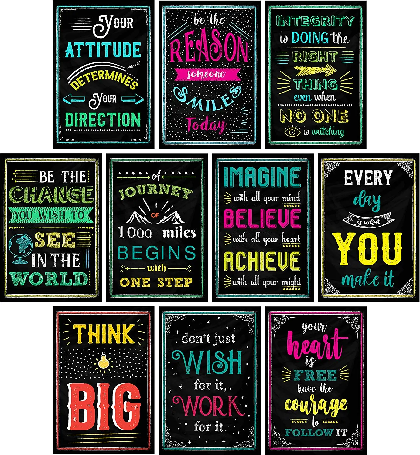 Laminated Chalkboard Inspirational Motivational Classroom Decorations