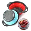 Foldable Silicone Colander Fruit Vegetable Washing Basket Strainer Collapsible Drainer With Handle Kitchen Tool