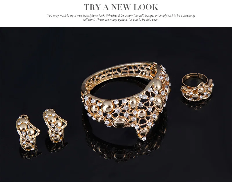 X4240 New Design Alloy Gold Jewelry Set Rhinestones Costume Jewelry Set Fashion African Jewelry Sets Necklace