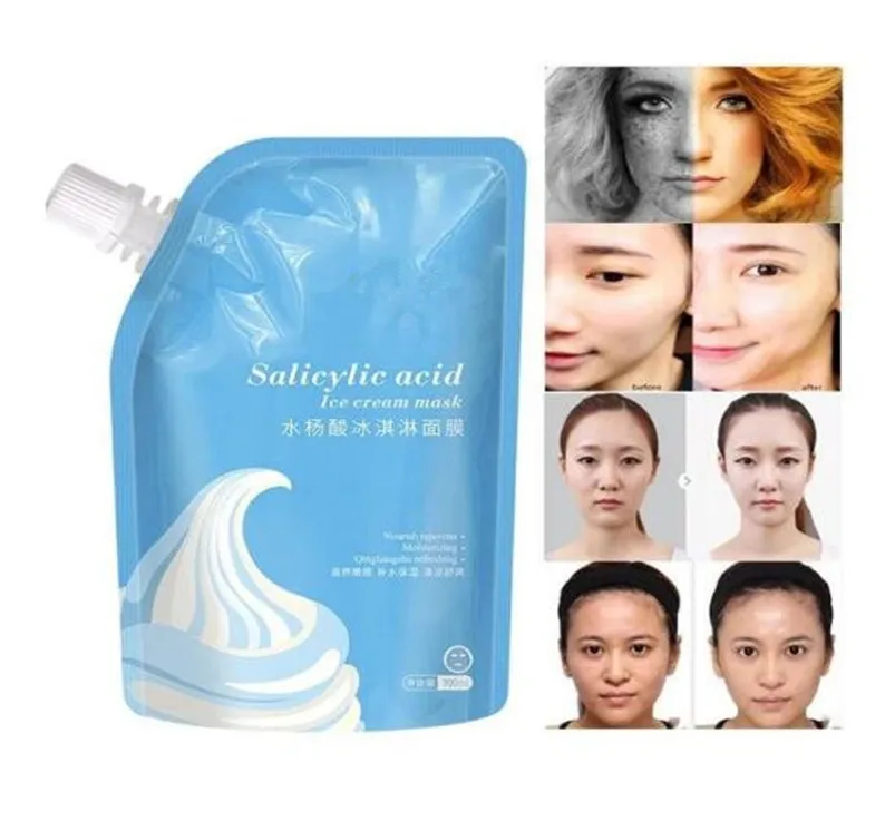 Salicylic Acid Ice Cream  Moisturizing Smear Gel Clean Pore Mud Blackhead Remover Ice Cream Face Skin Care 300ml