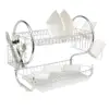 S shape 2 Layer Kitchen Stainless steel Metal Dish drying Rack Organizer