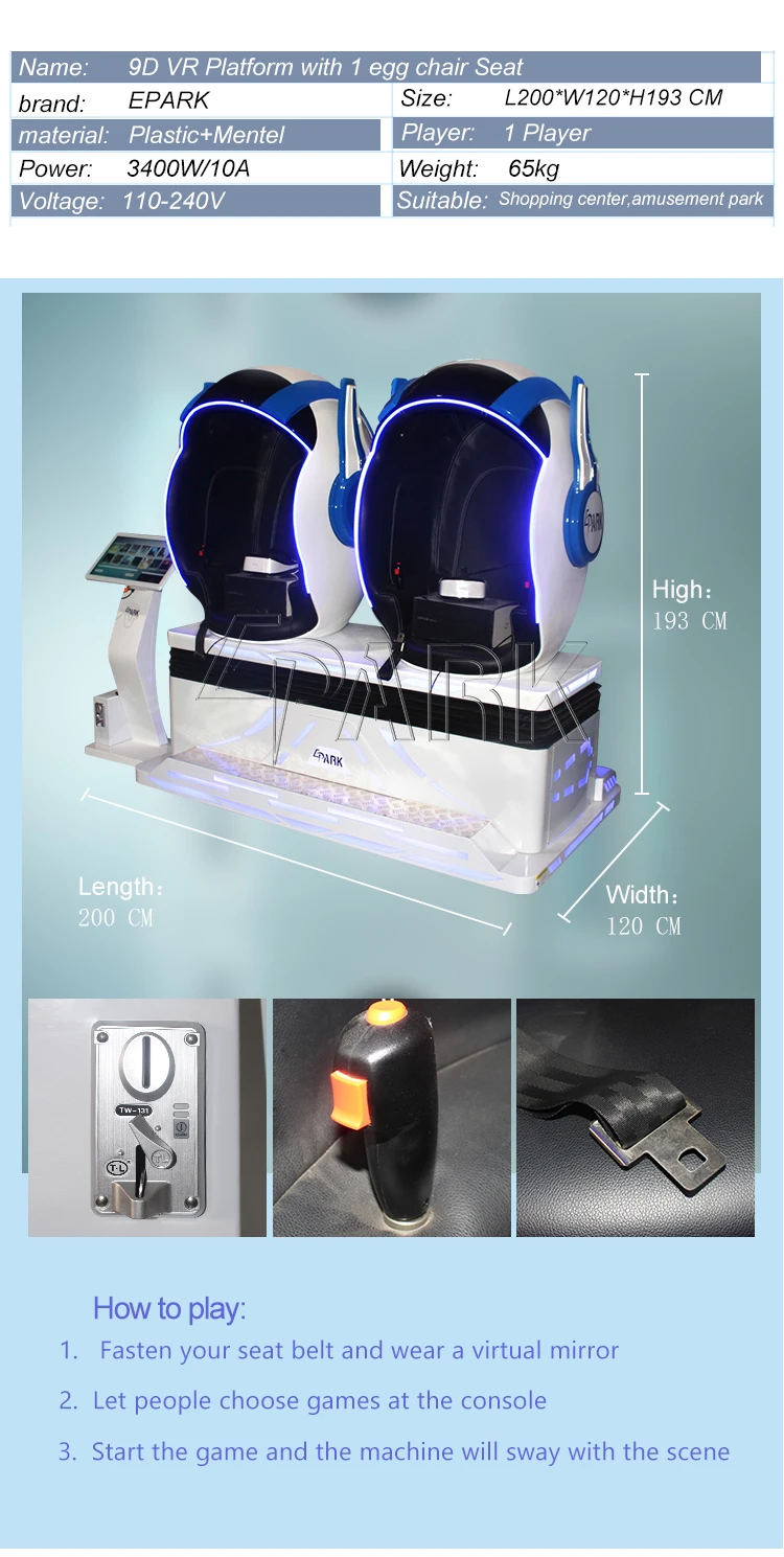 Fiberglass 9vr Chair 9d Vr Virtual Reality Experience Hall Blue Double