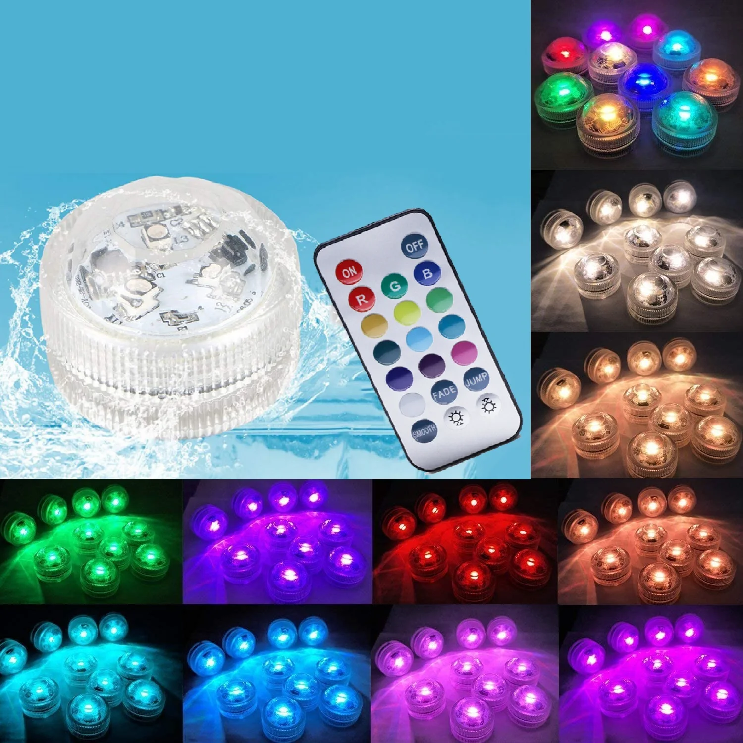 Submersible LED Lights underwater remote control Multi Color tea lights Wedding Holiday Pond Vase decoration lighting