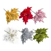 New products Glitter Christmas Leaves picks for christmas decoration floral arrangement
