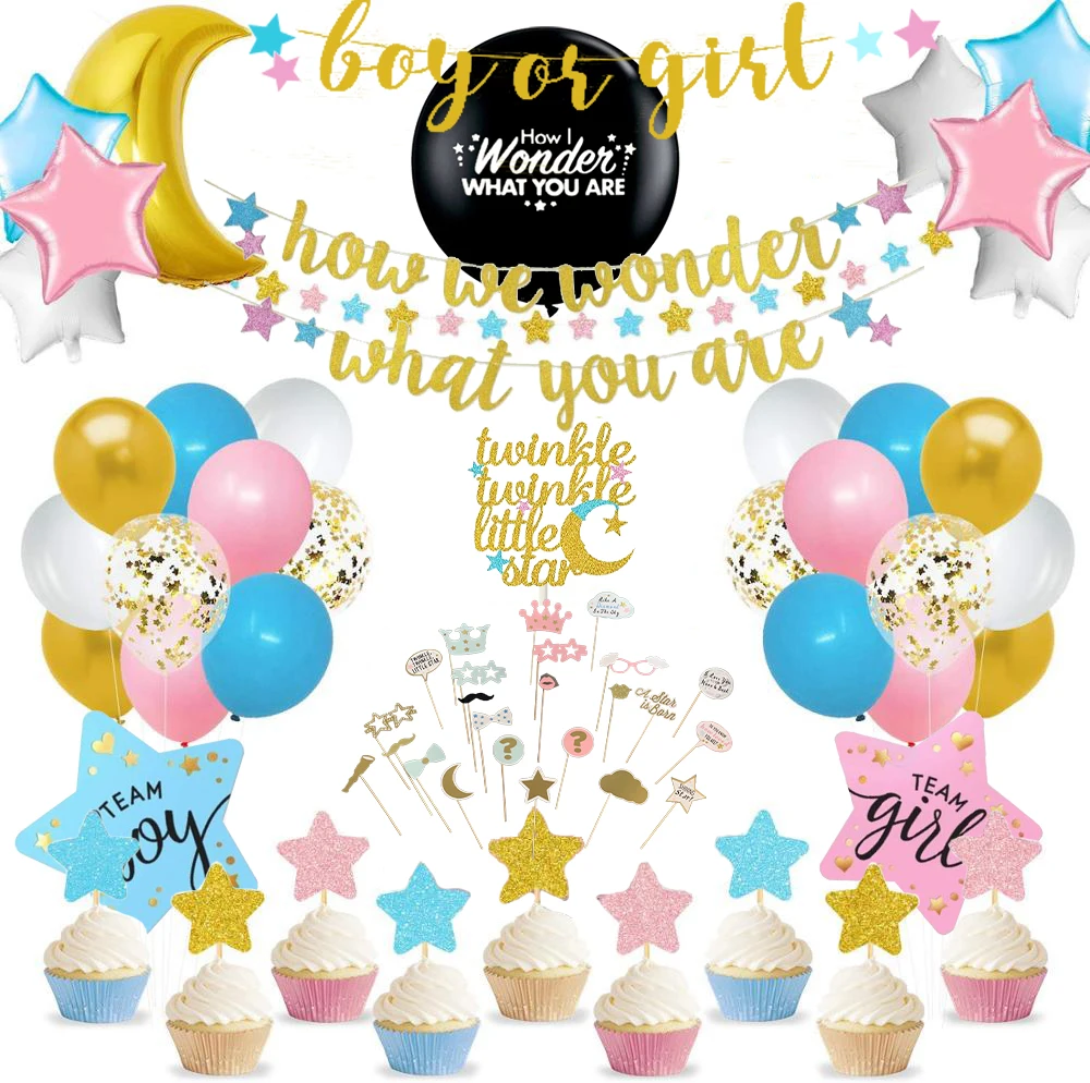 Kit Révélation Sexe Bébé 202 Pièces - Garçon Ou Fille Nous Vous Aimons - Décoration Fête 25 Invités
